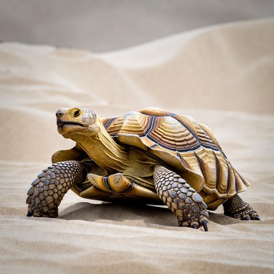 Tortoise walking on sand dunes