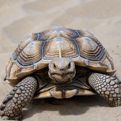 Tortoise on sandy beach