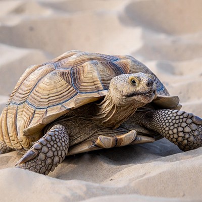 Tortoise on sandy beach