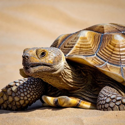 Sulcata Tortoise on Sand