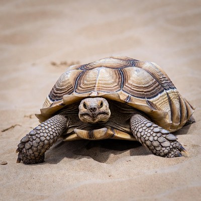 Tortoise on sandy desert ground