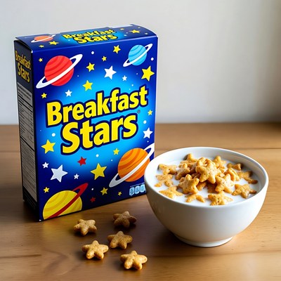 Breakfast Stars Cereal Box and Bowl