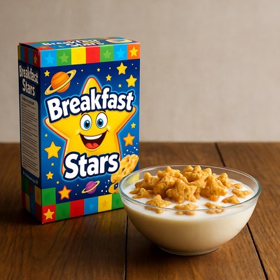 Breakfast Stars Cereal Box and Bowl