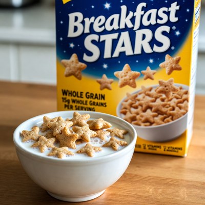 Breakfast Stars Cereal in Bowl