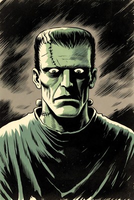 Frankenstein Monster Portrait Illustration