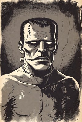 Frankenstein Monster Portrait Illustration