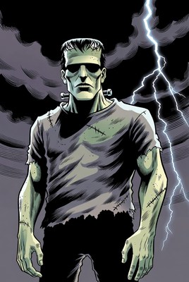 Frankenstein Monster in Lightning Storm