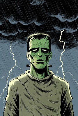 Frankenstein Monster in Lightning Storm