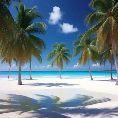 Palm Trees on Tropical Beach