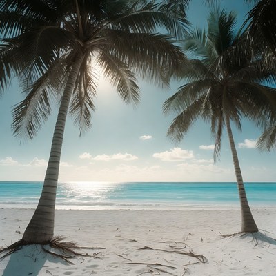 Palm Trees on Tropical Beach