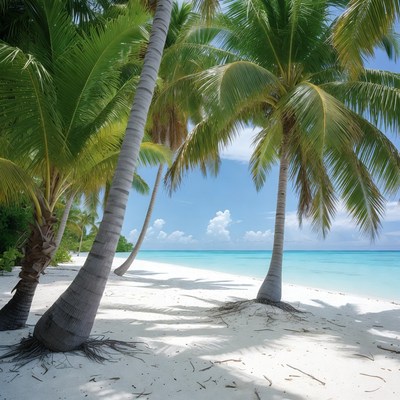 Palm Trees on Tropical White Sand Beach