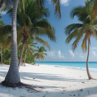 Palm Trees on Tropical Beach