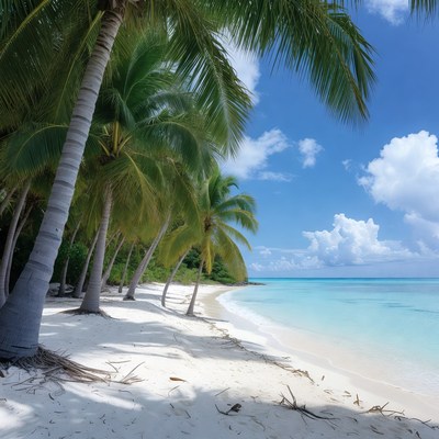 Tropical beach with palm trees
