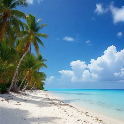 Tropical beach with palm trees