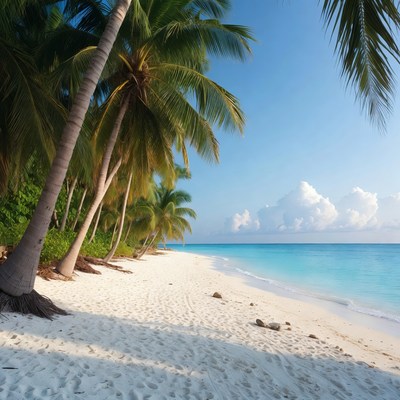 Tropical beach with palm trees