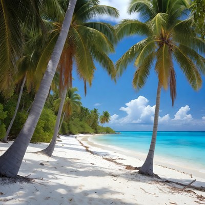 Tropical Beach with Palm Trees