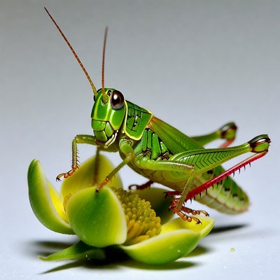 Green grasshopper on yellow flower