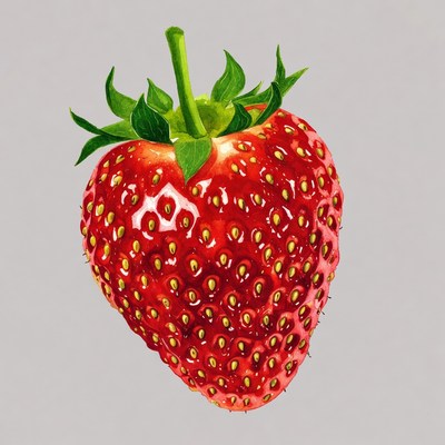 Fresh strawberry with green stem