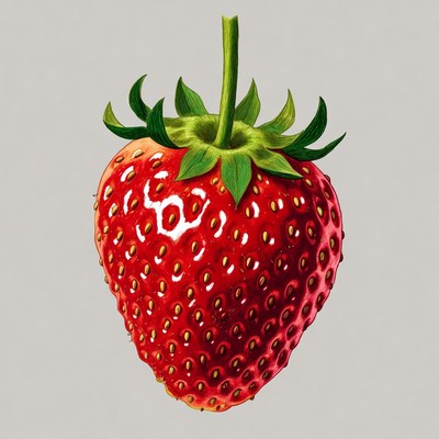 Fresh strawberry with green stem