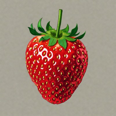 Fresh strawberry with green leaves