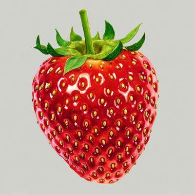 Fresh strawberry with green leaves