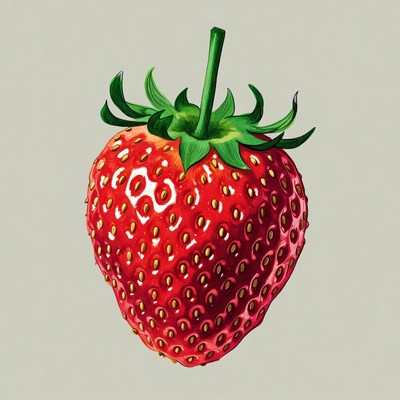 Fresh strawberry with green stem
