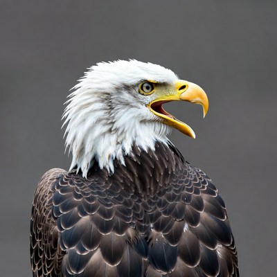 Bald eagle with open beak