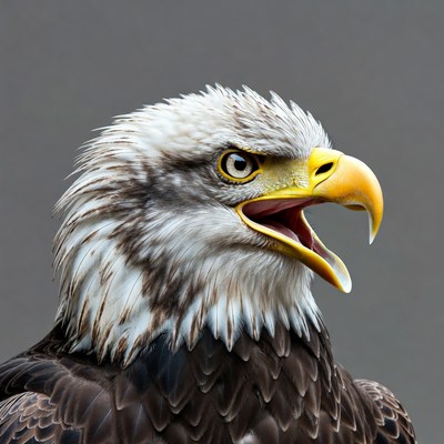 Bald eagle with open beak