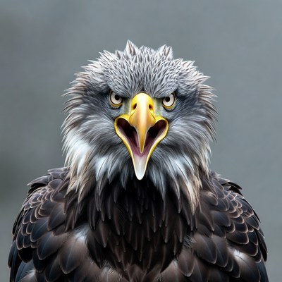 Bald eagle with open beak