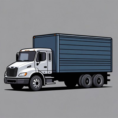 White Cab Blue Box Truck