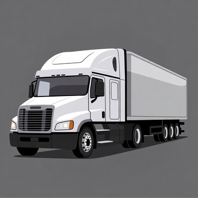 White Semi Truck Illustration