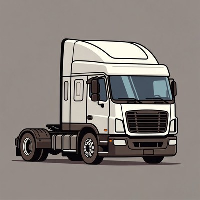 White Semi Truck Illustration