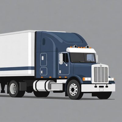 Blue Semi Truck Illustration