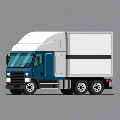 Blue and White Semi Truck Illustration