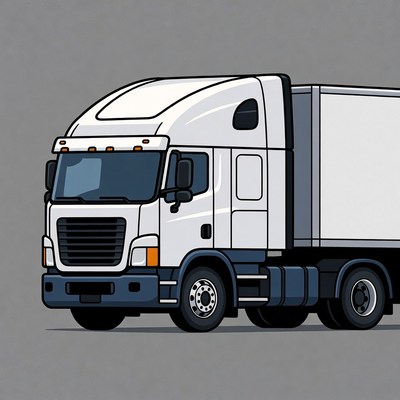 White Semi Truck Illustration