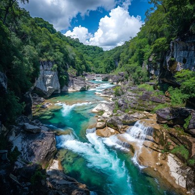 Turquoise River in Lush Canyon