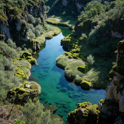 Turquoise River in Lush Canyon