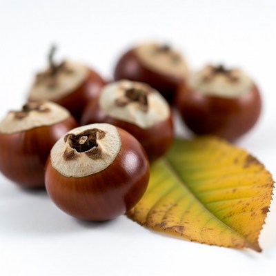 Chestnuts with Autumn Leaves