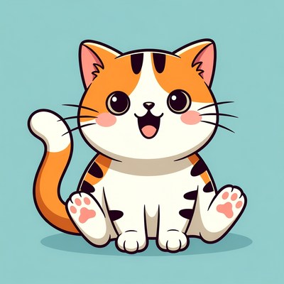 Cute cartoon orange tabby kitten