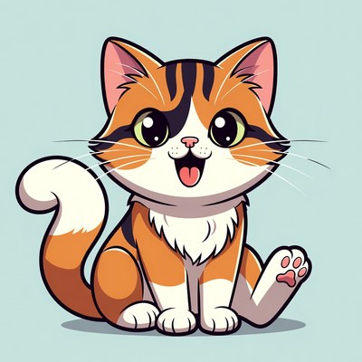 Cute cartoon orange tabby kitten