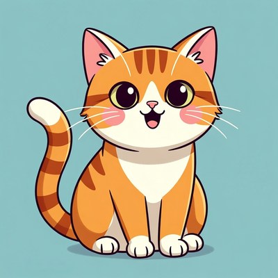 Cute orange tabby kitten smiling