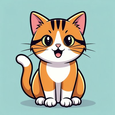 Cute orange tabby kitten illustration