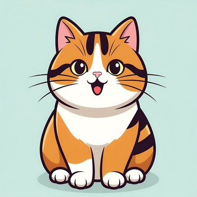 Cute cartoon tabby kitten smiling