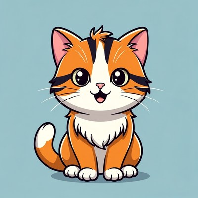 Cute orange tabby kitten illustration