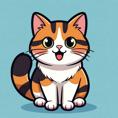 Cute cartoon orange tabby kitten