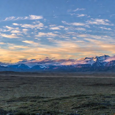 Snowy Mountains at Sunset