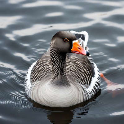 Greylag Goose Swimming in Water