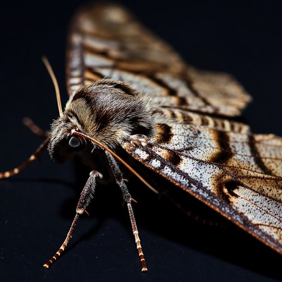 Closeup of striped sphinx moth