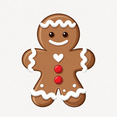 Smiling Gingerbread Man Illustration