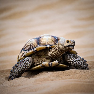 Tortoise walking on sand
